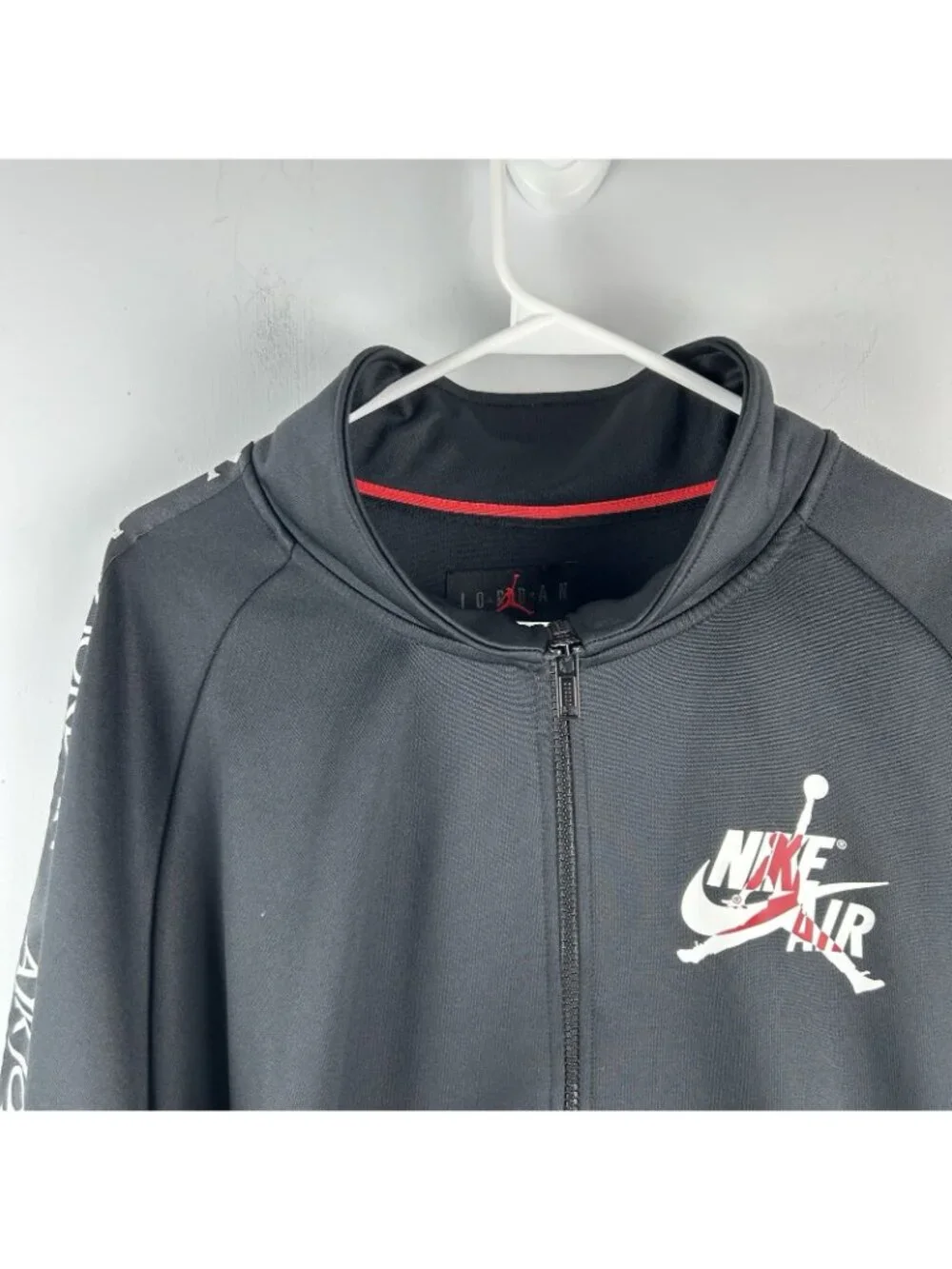 Y2K NIKE Air Jordan Jacket Men's Xxl Black Logo Tape Full Zip Warmup